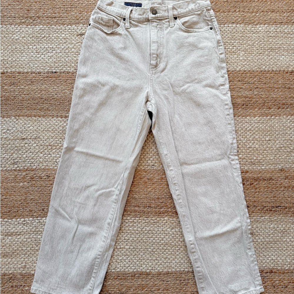Cream Straight Leg Jeans